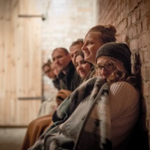 Maria Kapała, Maria Bohdziewicz and others watch the work at ATIS 2015 NICHE, Brzezinka, photo Maciej Zakrzewski